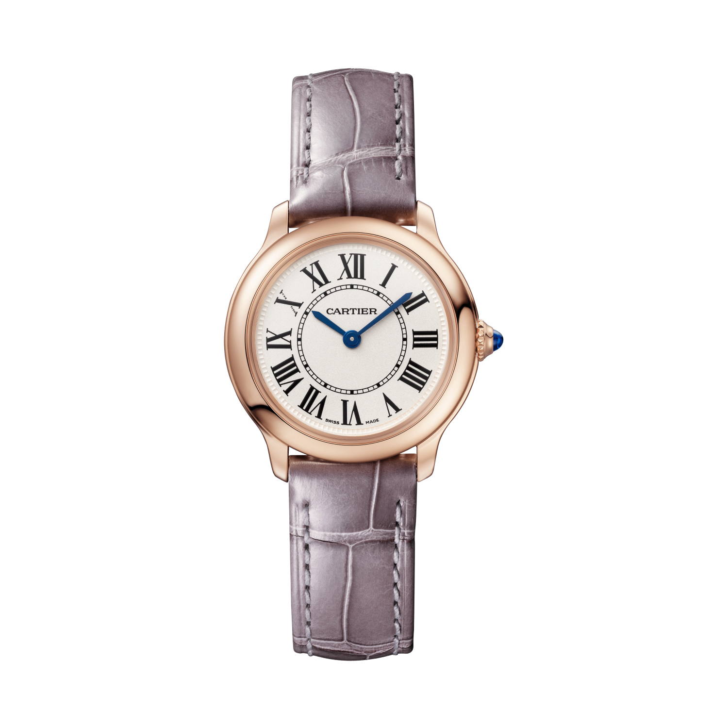 Montre Ronde Louis Cartier 29mm, mouvement quartz, or rose, cuir