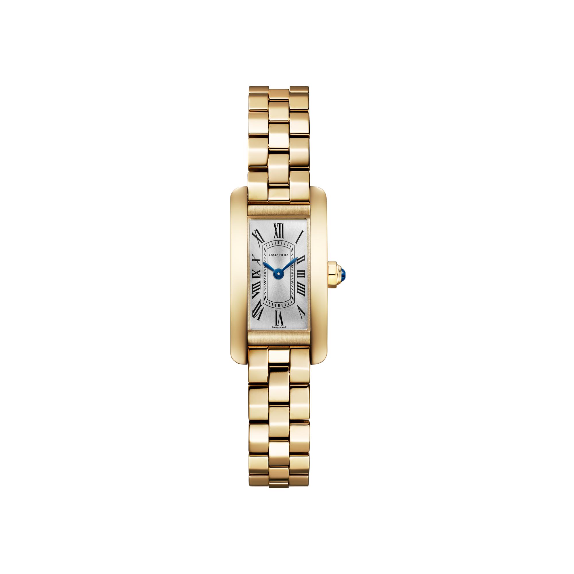 Montre Tank Américaine de Cartier Mini modèle, mouvement quartz - haute autonomie, or jaune