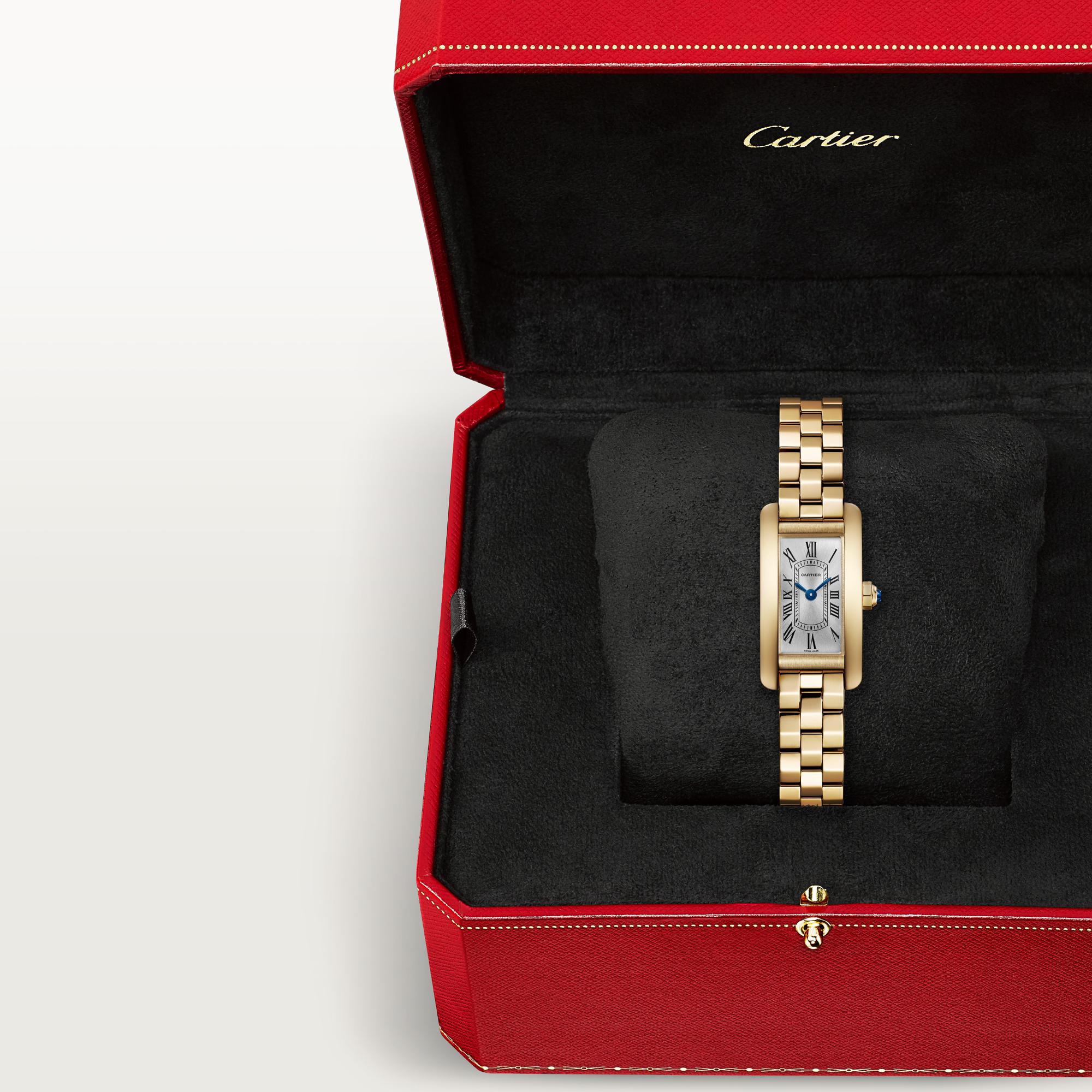 Montre Tank Américaine de Cartier Mini modèle, mouvement quartz - haute autonomie, or jaune