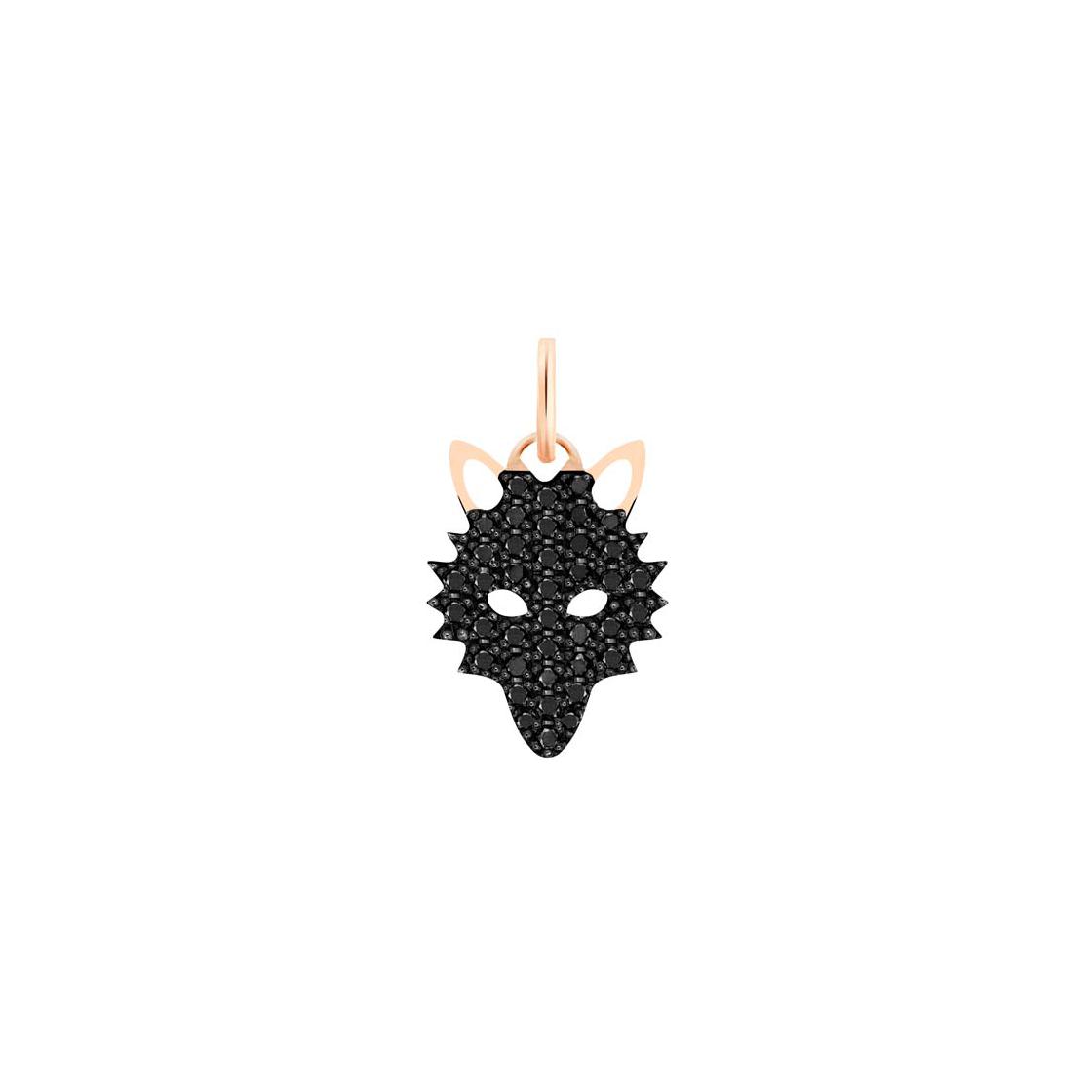 Pendentif Ginette NY WOLF en or rose, rhodium et diamant noir