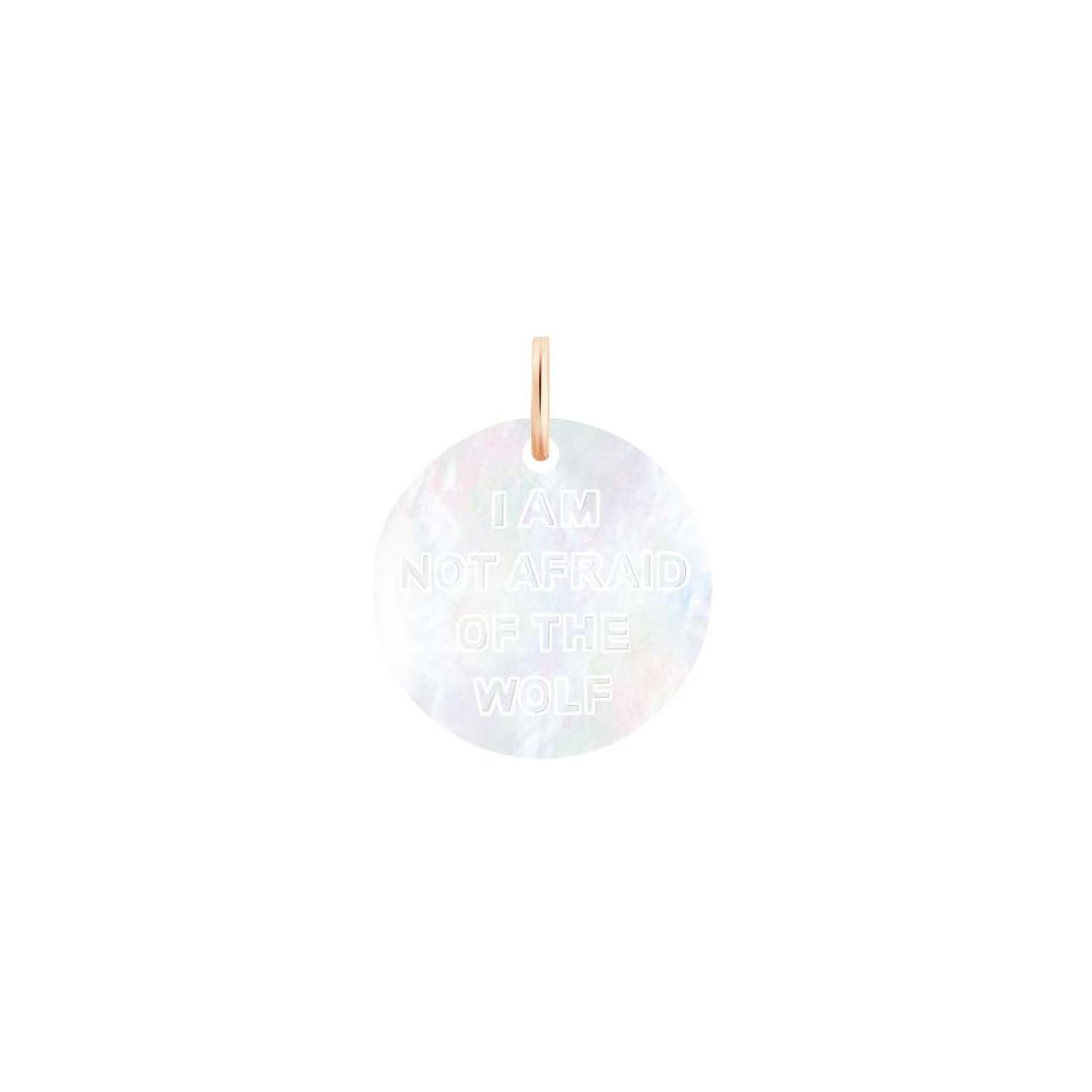 Pendentif Ginette NY WOLF avec gravure, en or rose et nacre