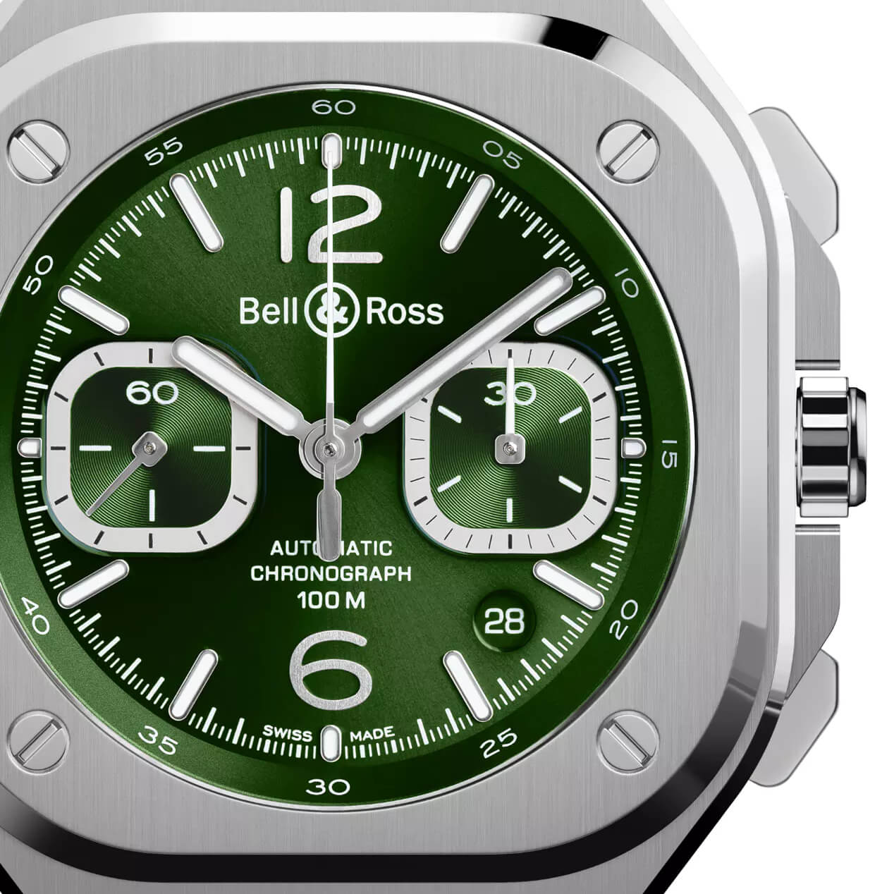 Montre Bell & Ross BR-05 Chrono Green Steel bracelet Caoutchouc BR05C-GN-ST/SRB