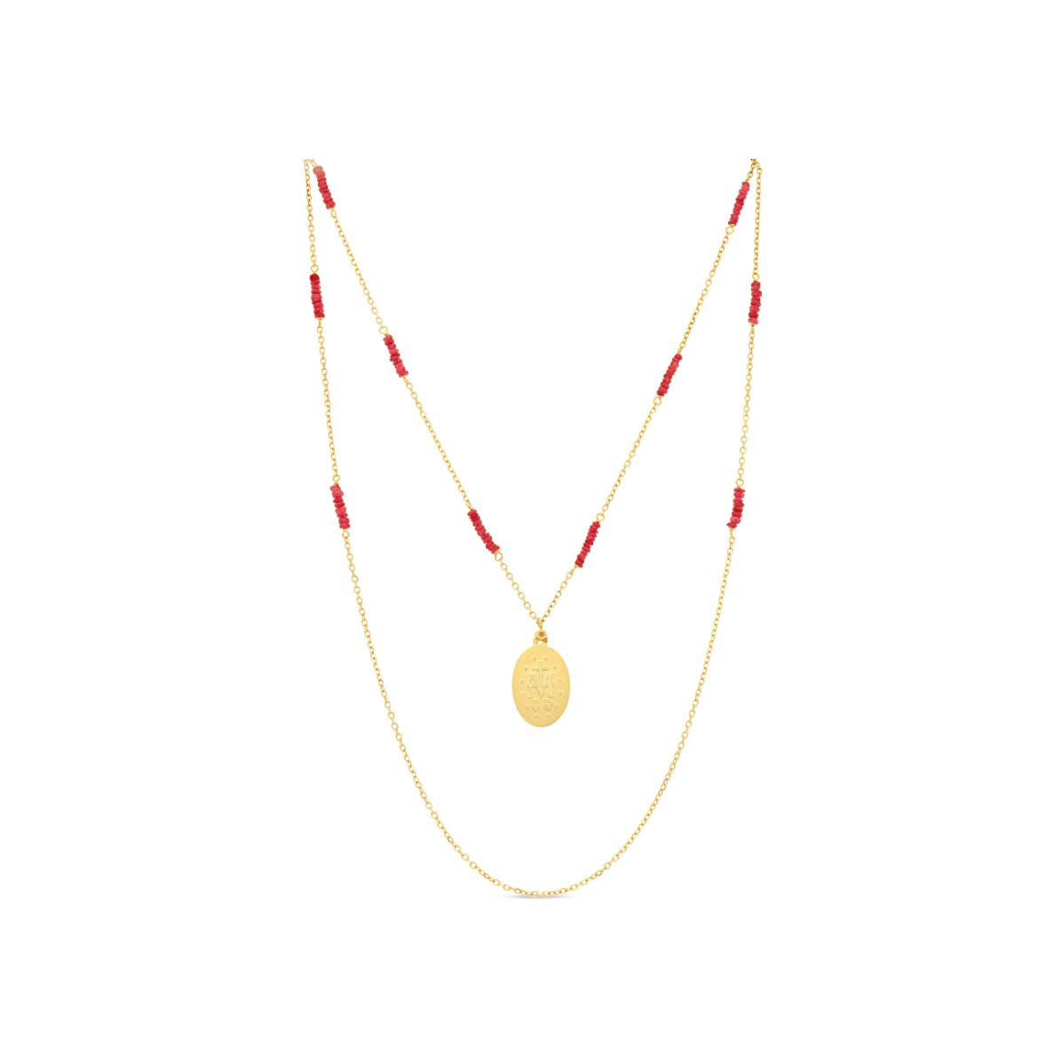 Collier Raynal Vierge en or jaune, diamant et rubis