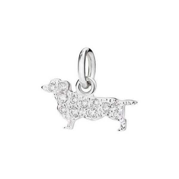 Pendentif DoDo Teckel petit modèle en Or blanc et Diamant