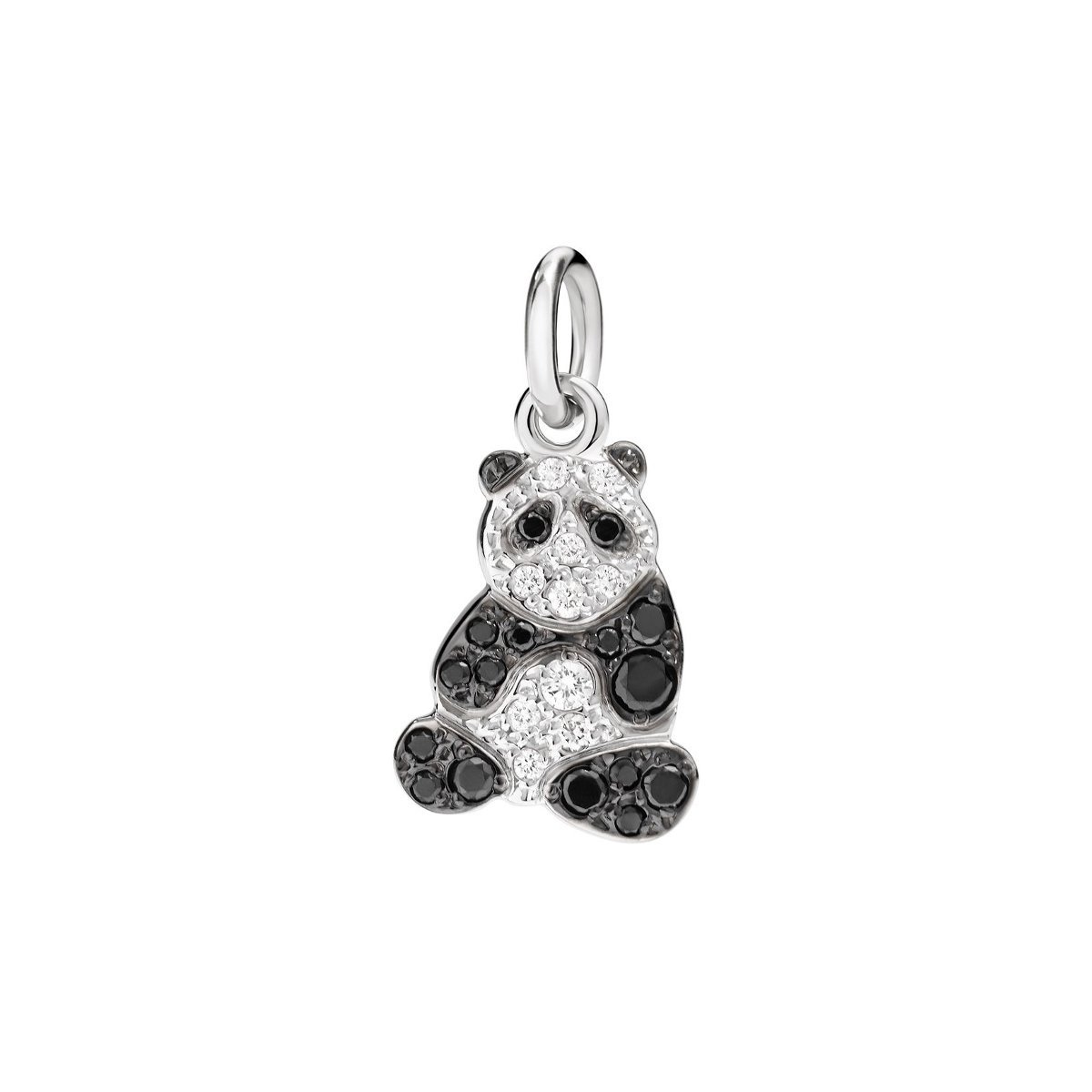 Pendentif DoDo Panda en or blanc, diamants noir et diamants