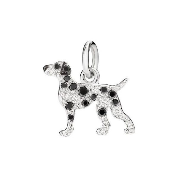 Pendentif DoDo Dalmatien en Or blanc, Diamant et Diamant noir