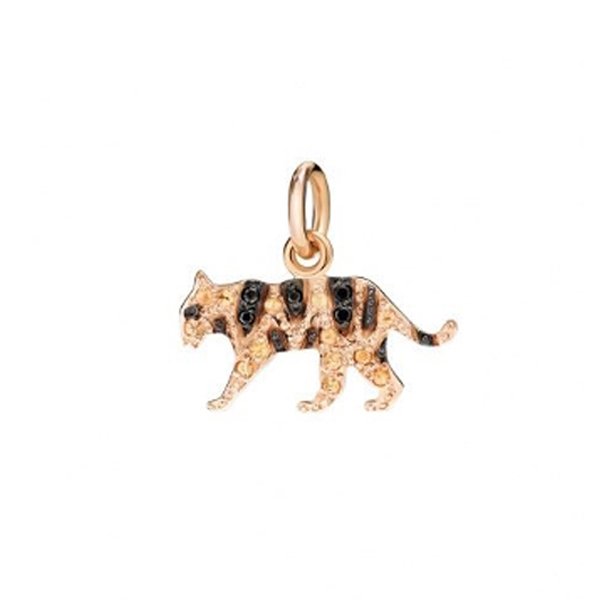 Pendentif DoDo Tigre en Or rose et Diamant et Diamant noir