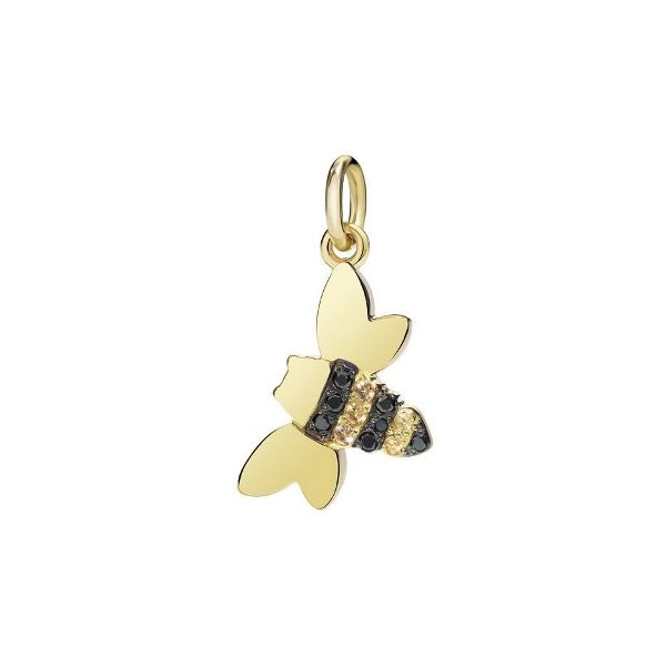 Pendentif DoDo Abeille en Or jaune, Diamant noir et saphir jaune