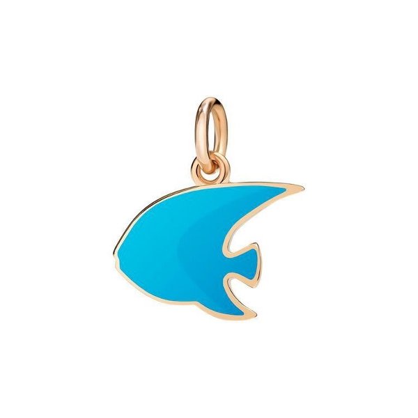 Pendentif DoDo Poisson ange en Or rose et émail bleu ciel