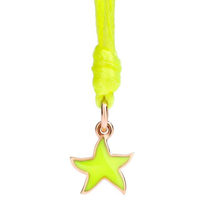 Pendentif DoDo Etoile de mer en Or rose et émail jaune fluo