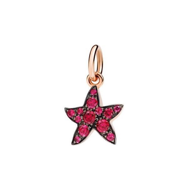 Pendentif DoDo Etoile De Mer En Or Rose Et Rubis - Or Rose 375/1000ème - Rubis - Rose