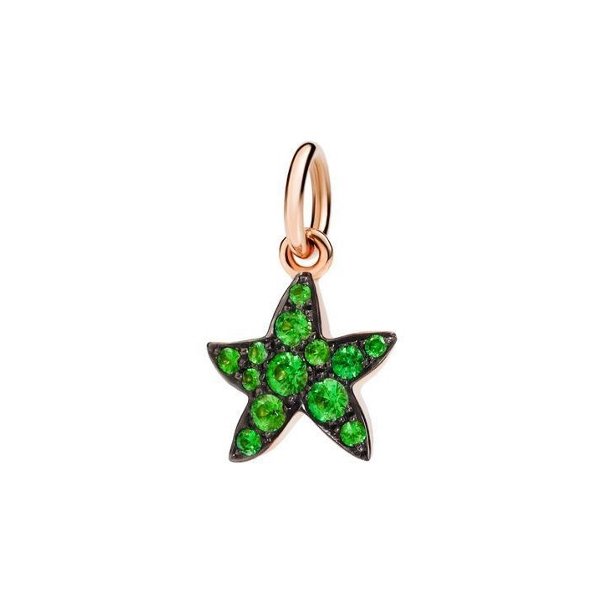 Pendentif DoDo Etoile de mer en Or rose et Tsavorite