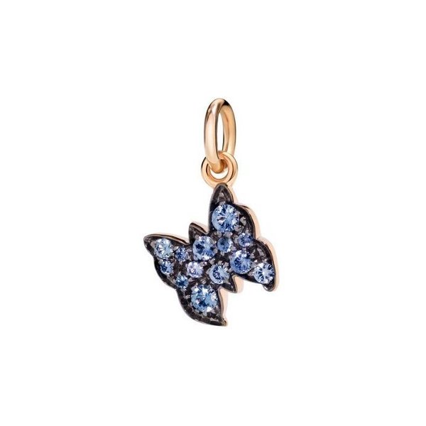 Pendentif DoDo Papillon En Or Rose Et Saphir - Or Rose 375/1000ème - Saphir - Rose