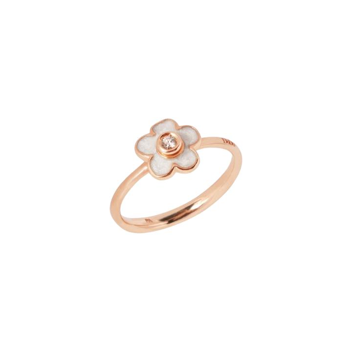 Bague Dodo Fleur en or rose, email et diamant