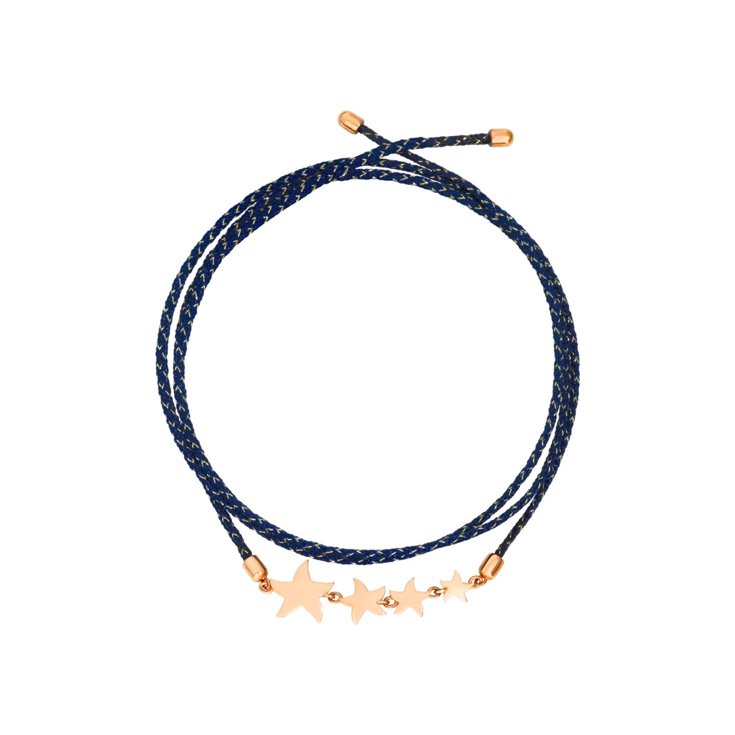 Bracelet Dodo Stellina En Or Rose Et Cordon, 60cm - Or Rose 750/1000ème/Textile - Rose