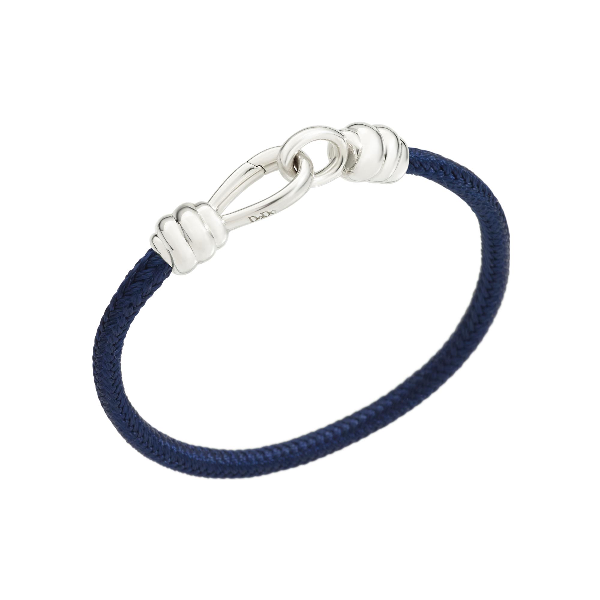 Bracelet Dodo Nodo En Coton Et Argent - Coton/Argent 925/1000ème - Bleu Marine