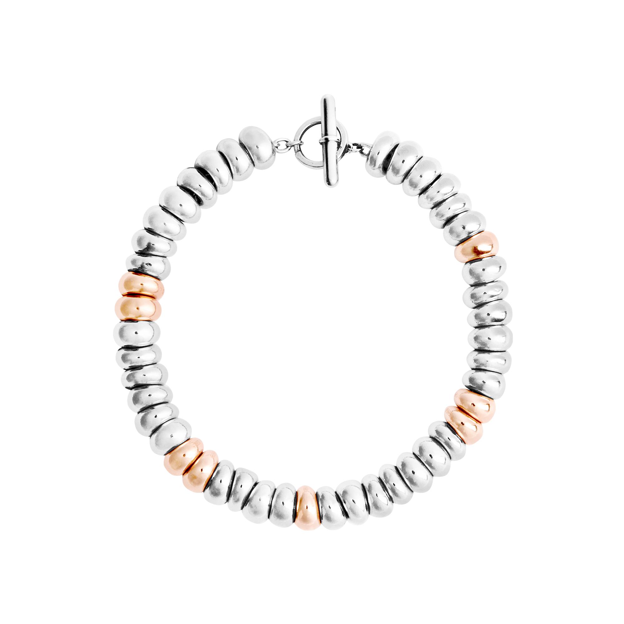 Bracelet DoDo Rondelle En Argent, Argent Plaqué Or Rose Et Acier - Argent 925/1000ème/Argent 925/1000ème Plaqué Or Rose/Acier - Rose
