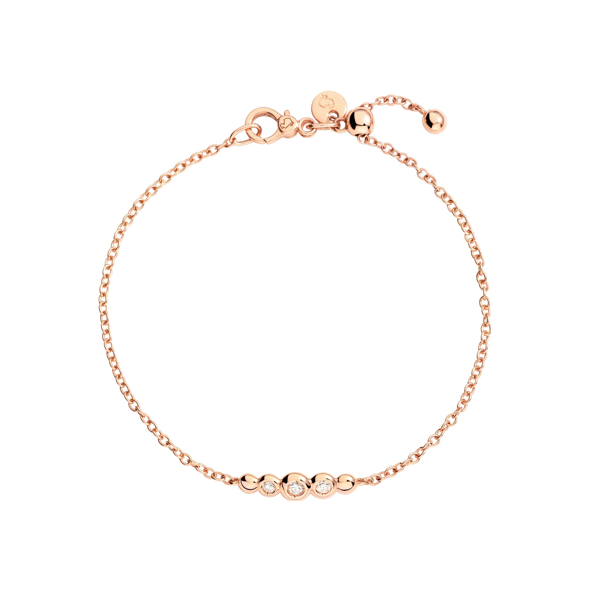 Bracelet Dodo Bollicine En Or Rose Et Diamant - Or Rose 375/1000ème - Diamant - Rose