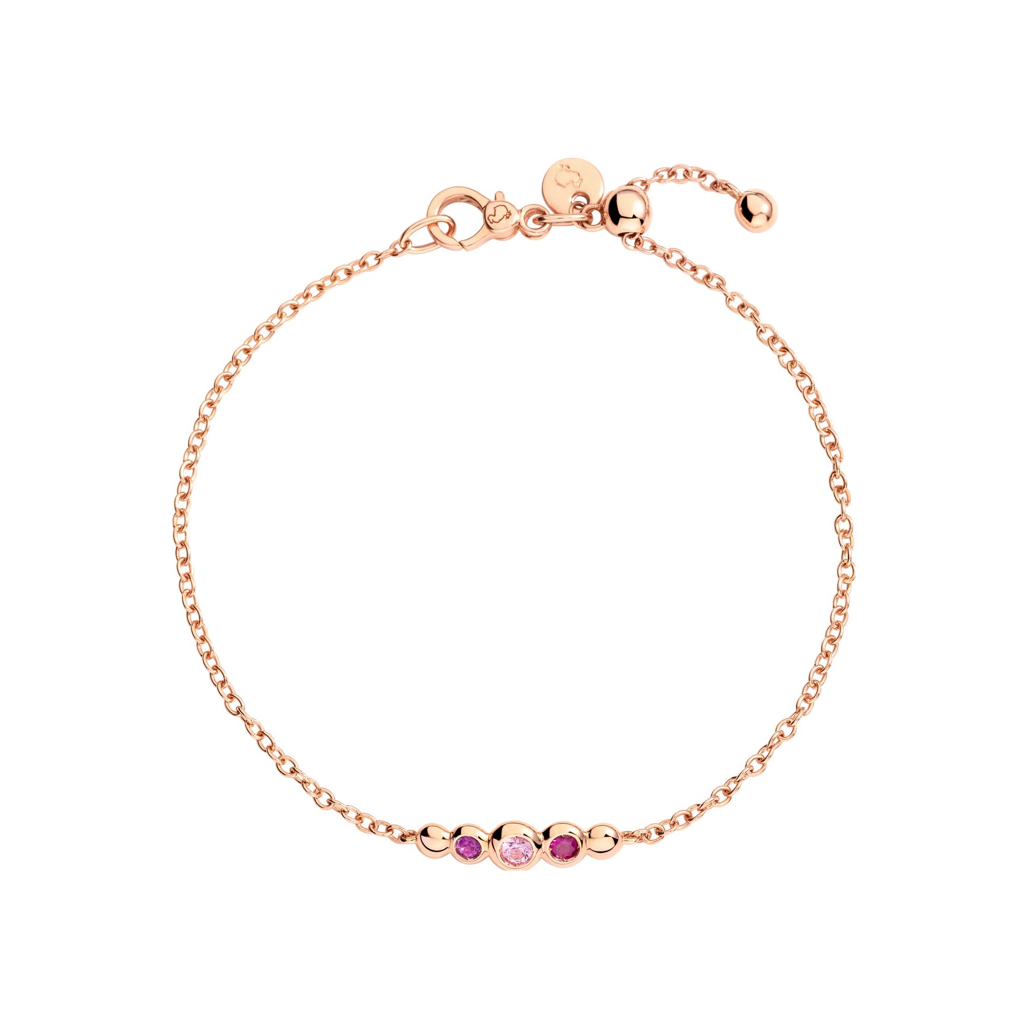 Bracelet Dodo Bollicine en or rose, améthyste, saphir rose et rubis
