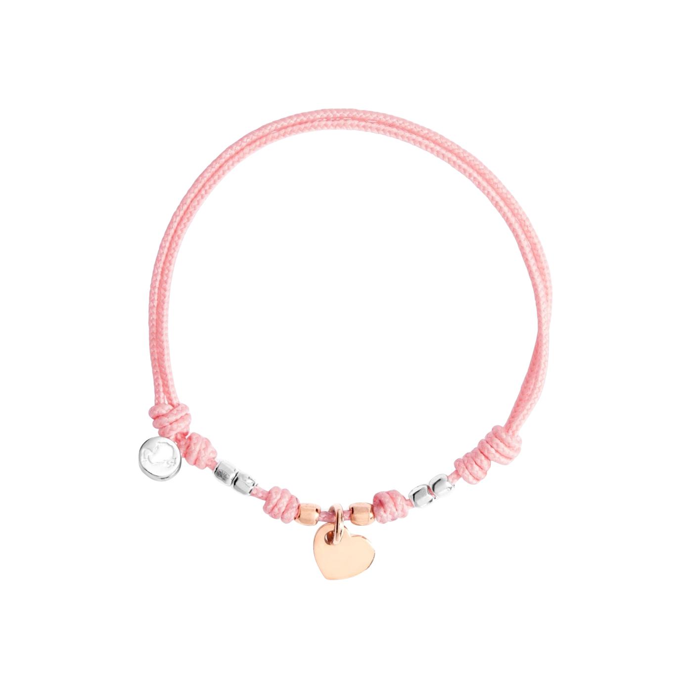 Bracelet cordon DoDo Cœur en or rose et argent