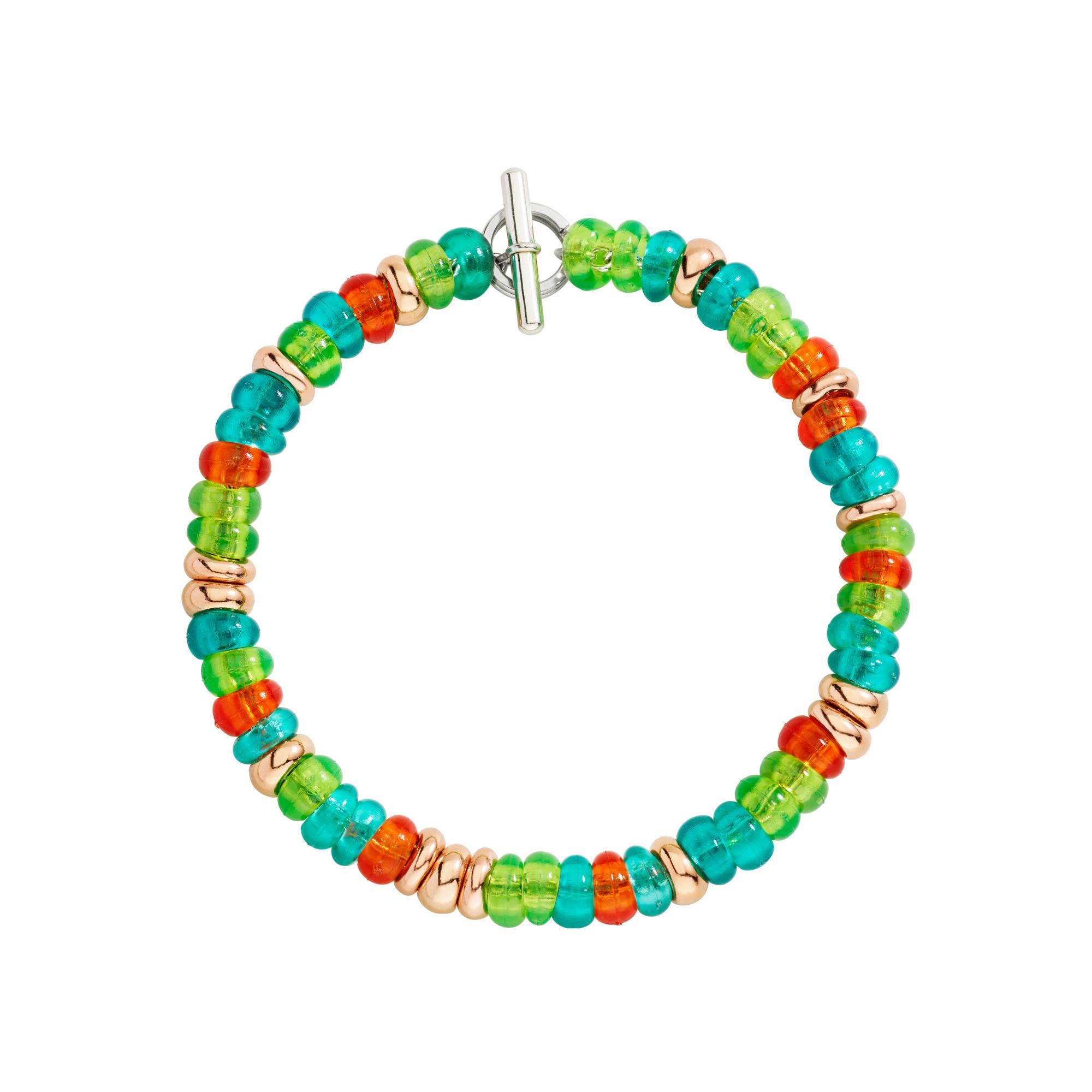 Bracelet Dodo Rondelle En Argent Et Platique Recyclé - Argent 925/1000ème/Plastique - Bleu/Rouge/Vert