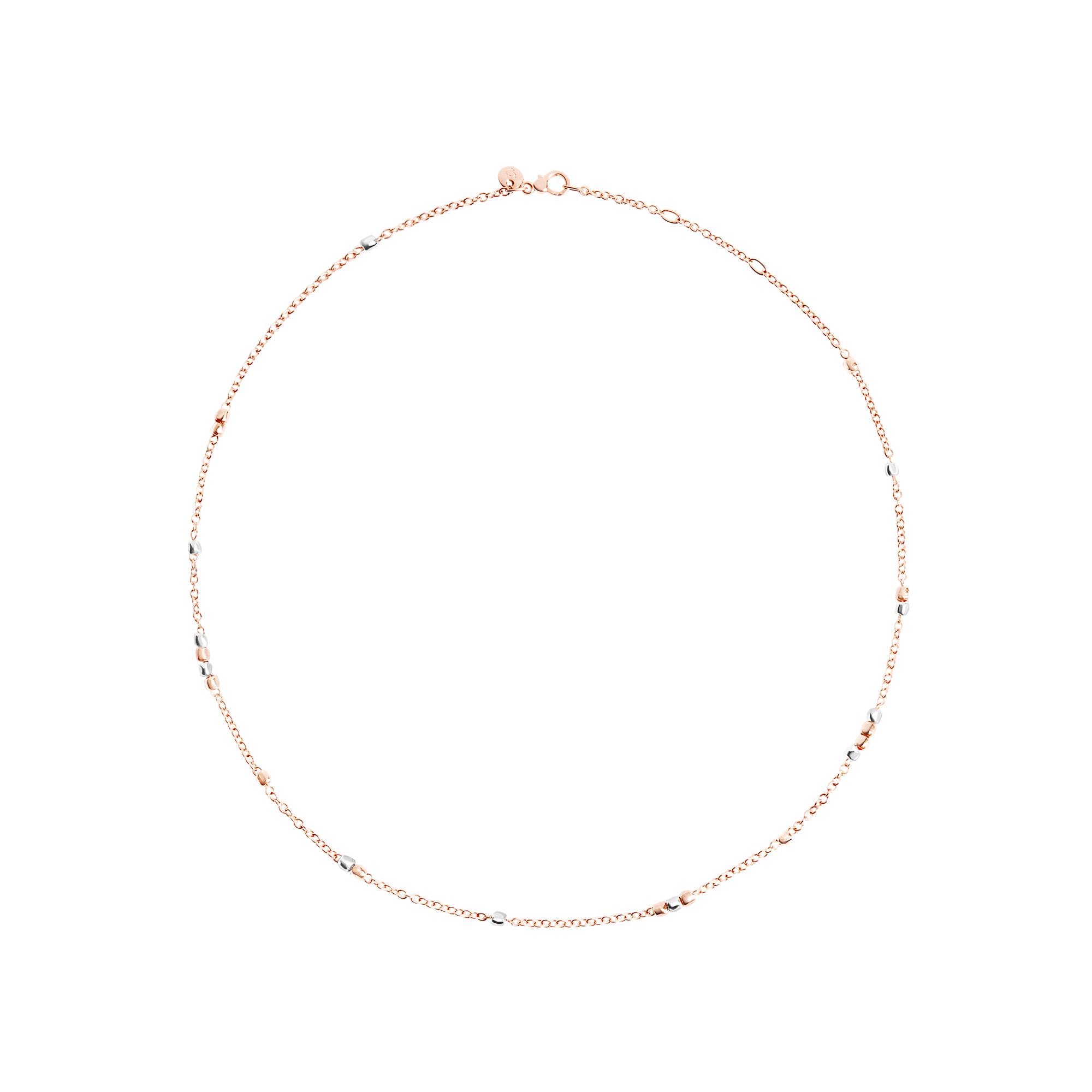 Collier DoDo Granelli En Or Rose Et Argent, 42cm - Or Rose 375/1000ème/Argent 925/1000ème - Rose