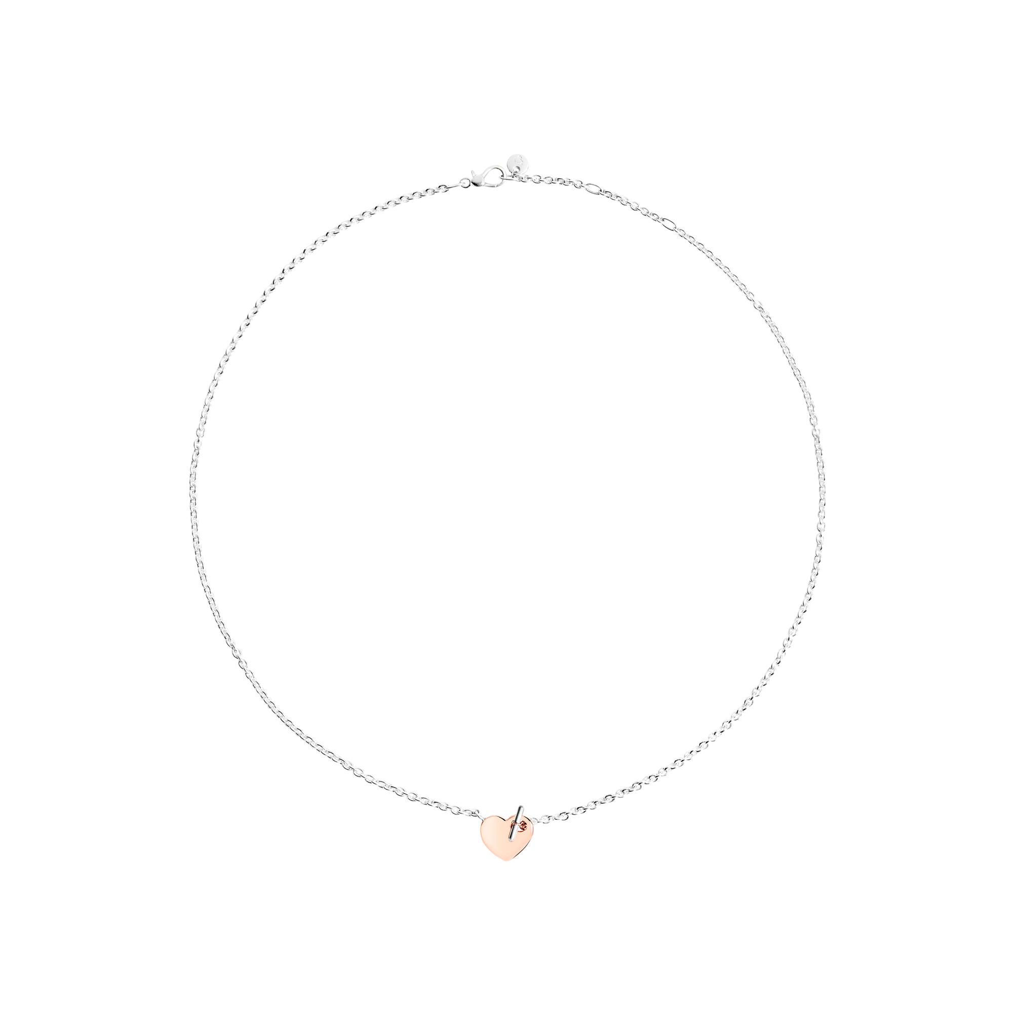 Collier DoDo Cuore En Argent Et Or Rose, 42cm - Argent 925/1000ème/Or Rose 375/1000ème - Rose