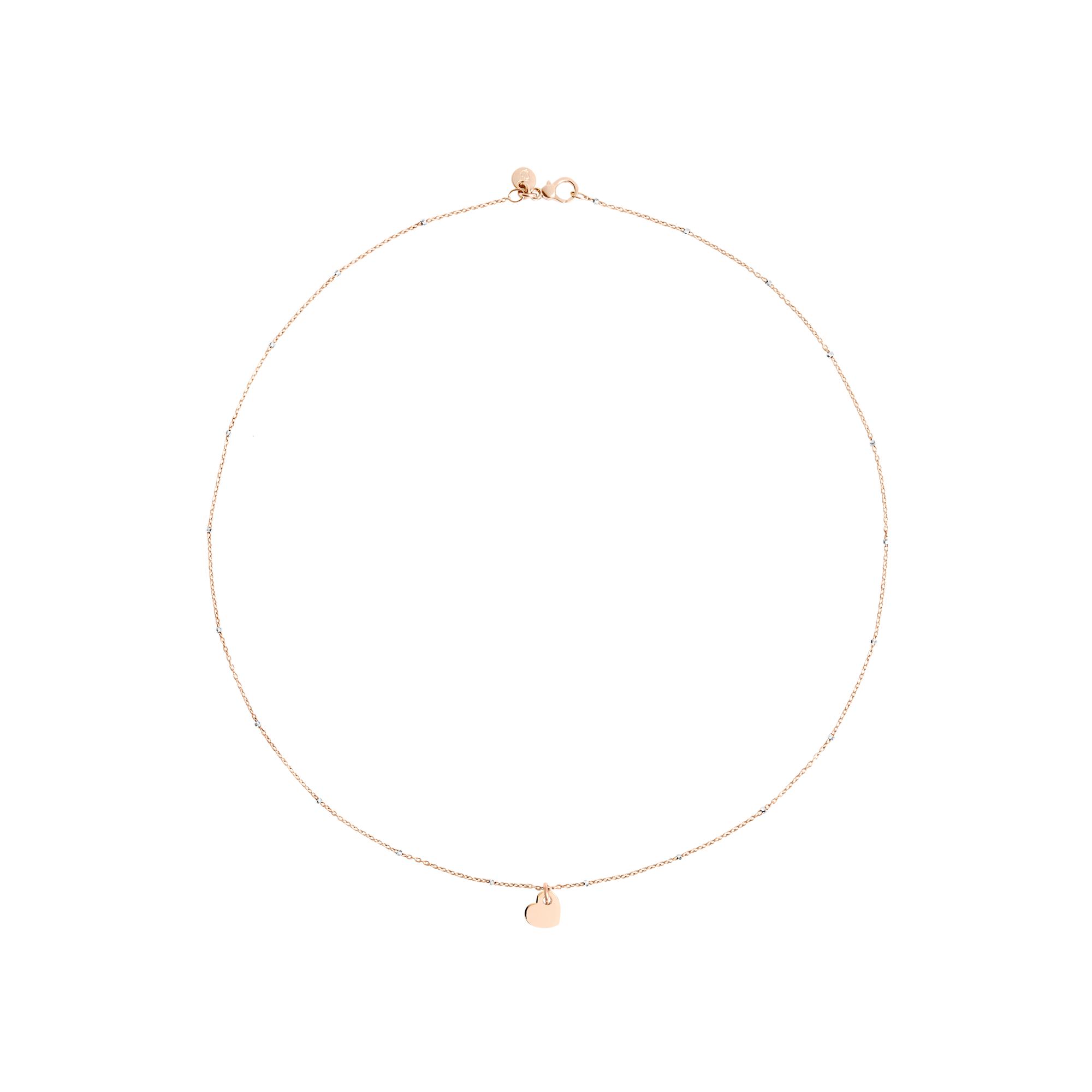 Collier DoDo Cuore En Or Rose Et Or Blanc, 40cm - Or Rose 375/1000ème/Or Blanc 375/1000ème - Rose