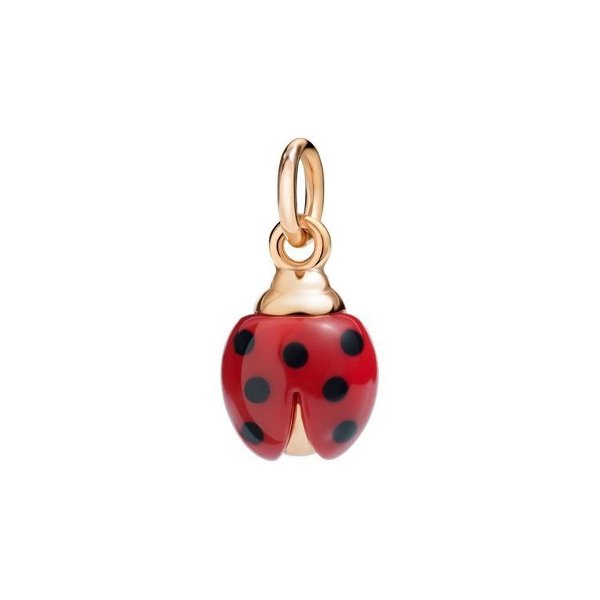 Pendentif DoDo Coccinelle en Or rose, résine rouge et émail noir