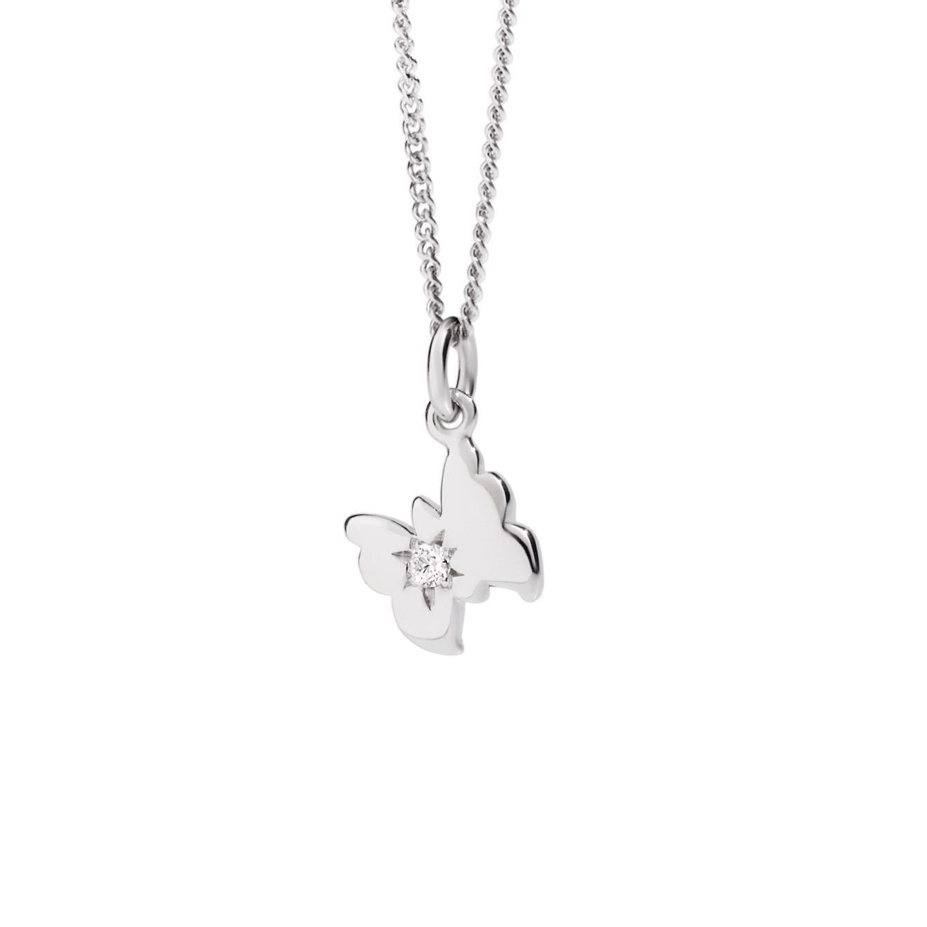 Collier DoDo Petit Papillon en or blanc et diamant