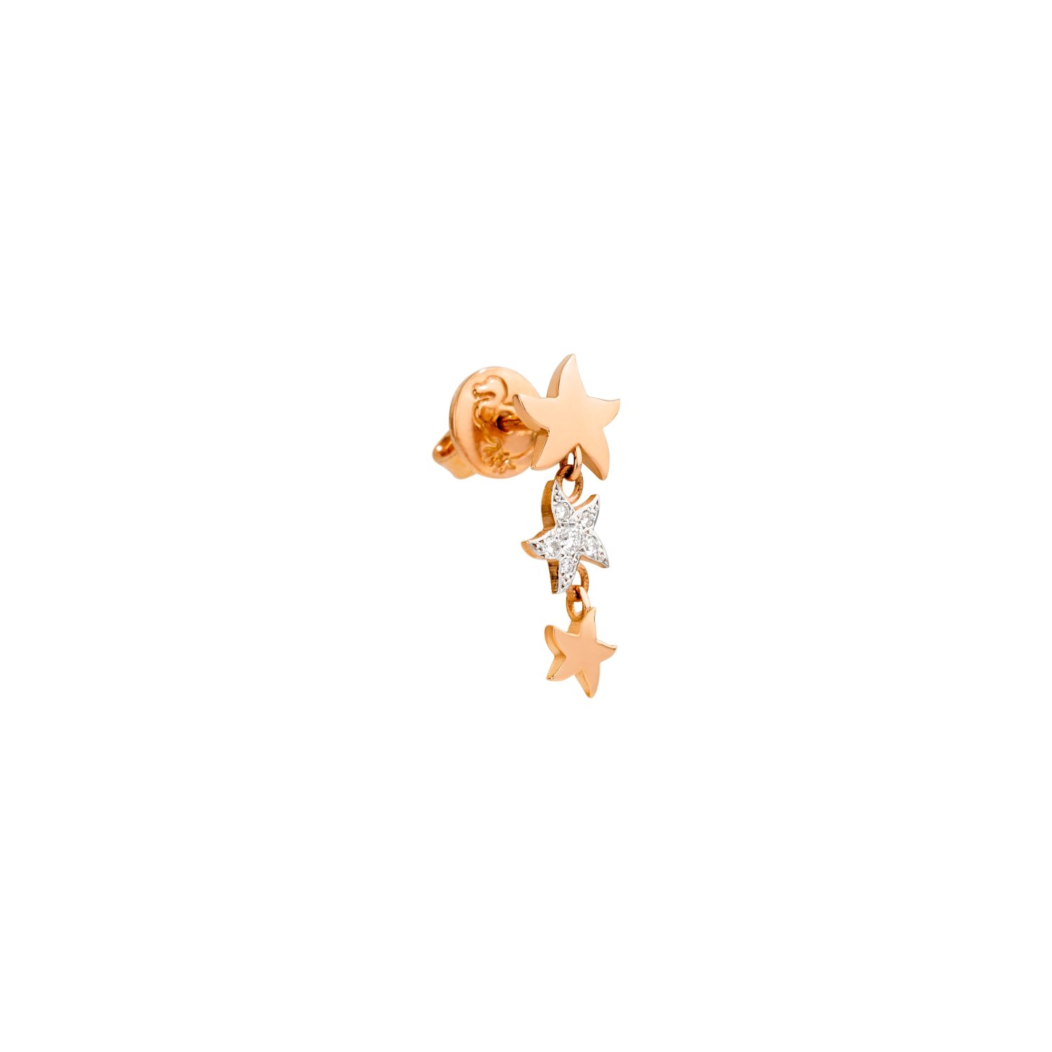 Boucles D'oreilles Dodo Stellina En Or Rose Et Diamants - Or Rose 750/1000ème - Diamant - Rose