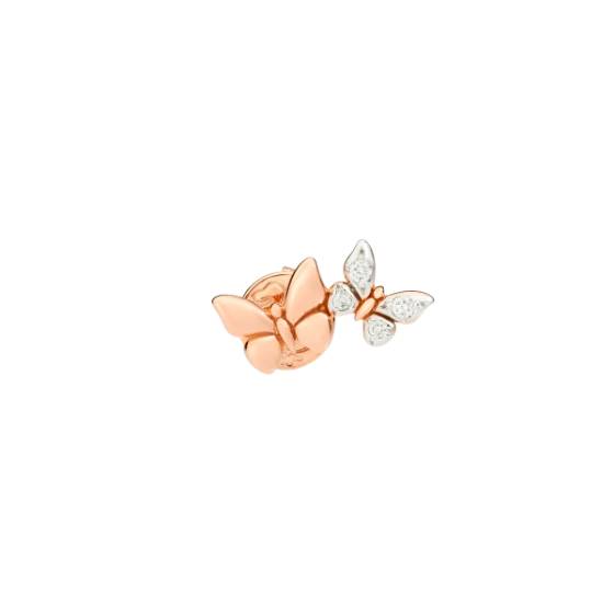 Mono Boucle D'oreille Clou DoDo Papillon En Or Rose Et Diamants - Or Rose 375/1000ème - Diamant - Rose