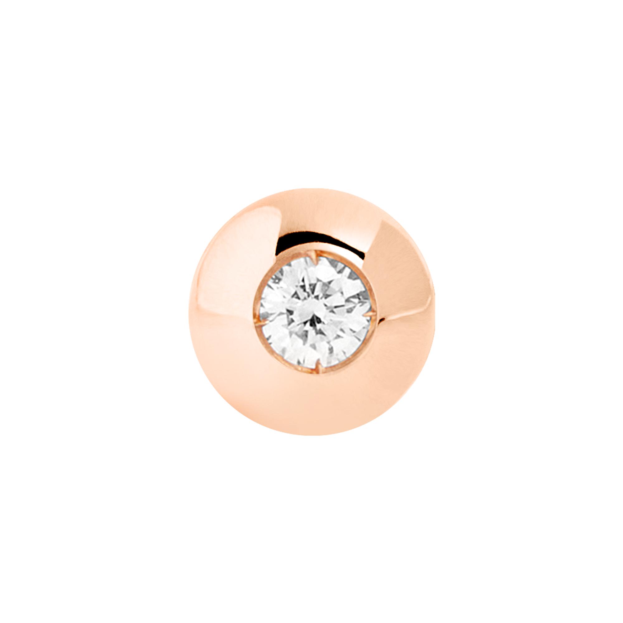 Mono Boucle D'oreille DoDo Bollicine En Or Rose Et Diamant - Or Rose 375/1000ème - Diamant - Rose