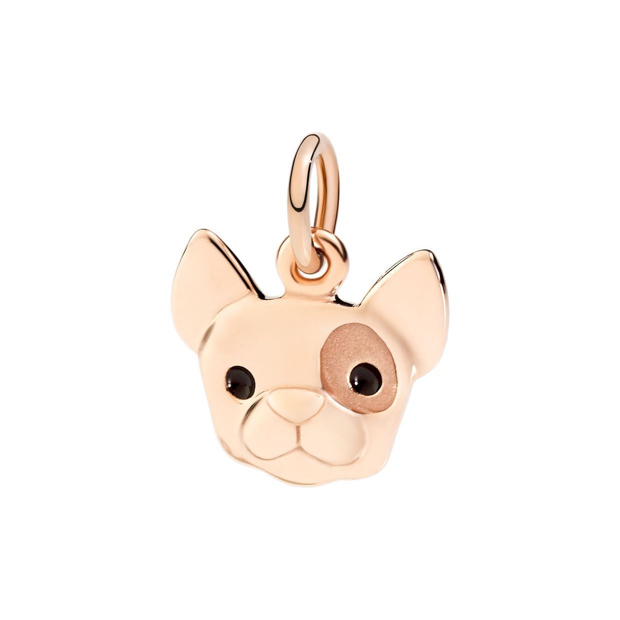 Pendentif Dodo Bouledogue français en or rose, acier et émail