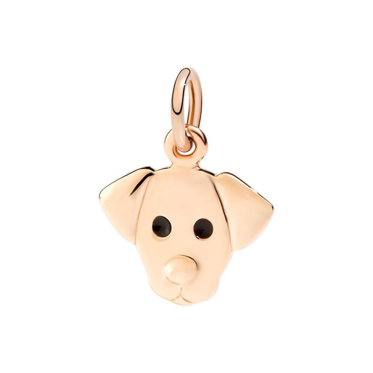 Pendentif Dodo Labrador en or rose, acier et émail