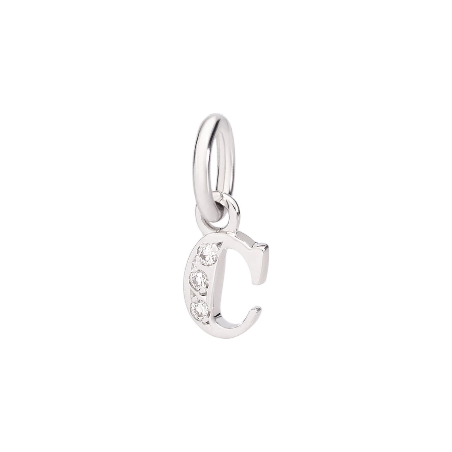 Pendentif DoDo Lettre C en or blanc et diamants