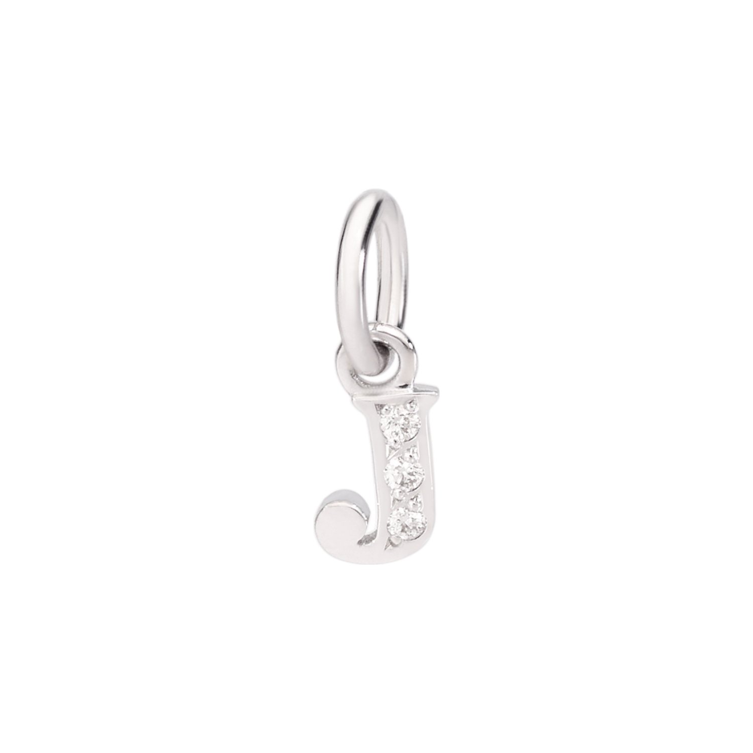 Pendentif DoDo Lettre J En Or Blanc Et Diamants - Or Blanc 375/1000ème - Diamant - Blanc