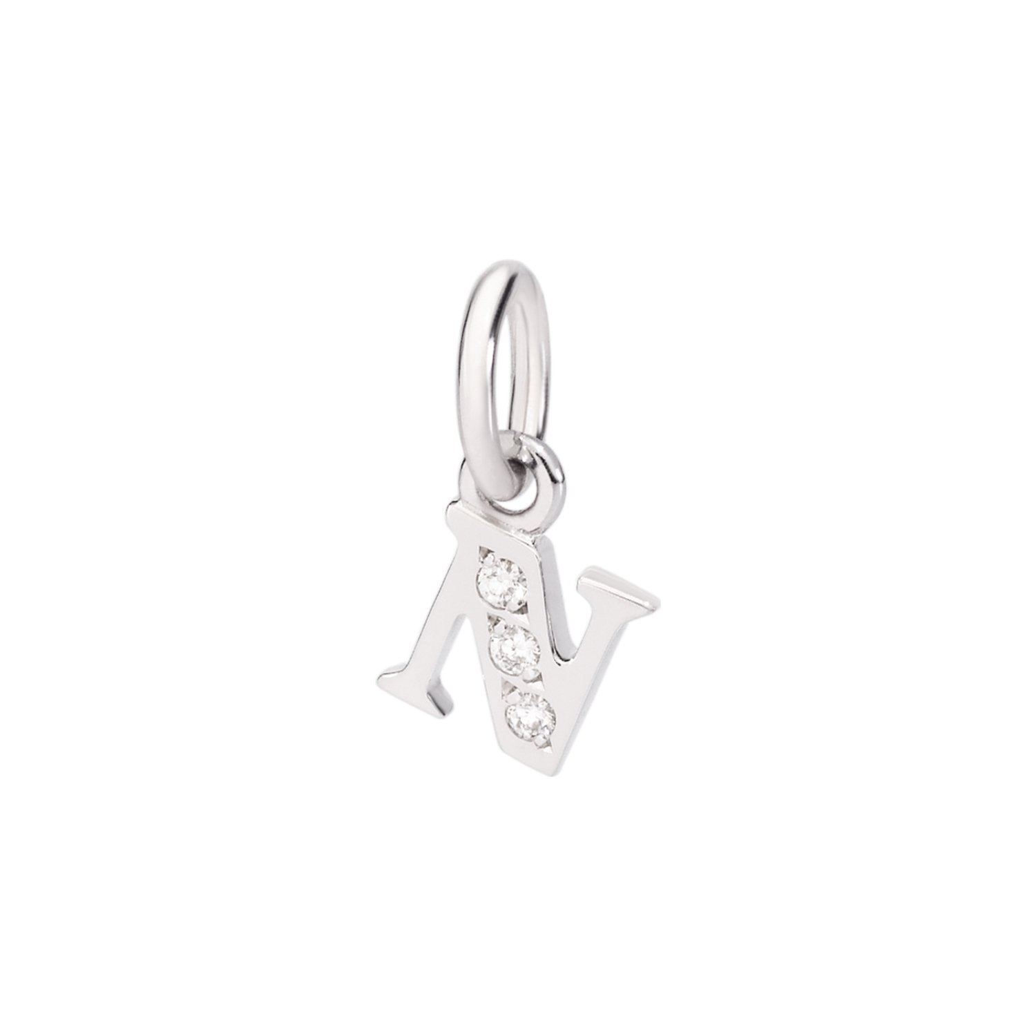 Pendentif DoDo Lettre N en or blanc et diamants