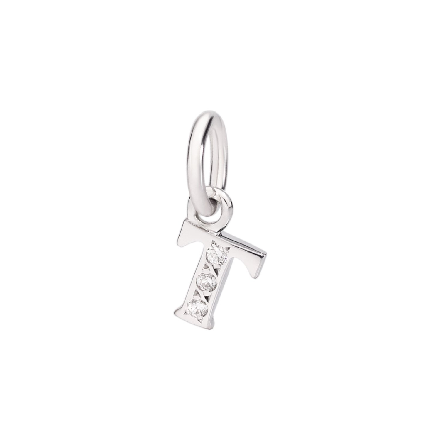 Pendentif DoDo Lettre T en or blanc et diamants