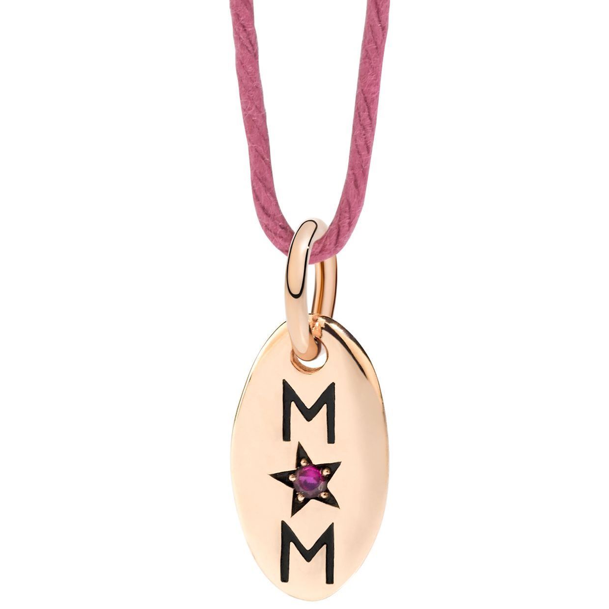 Pendentif Dodo Mom en or rose et rubis