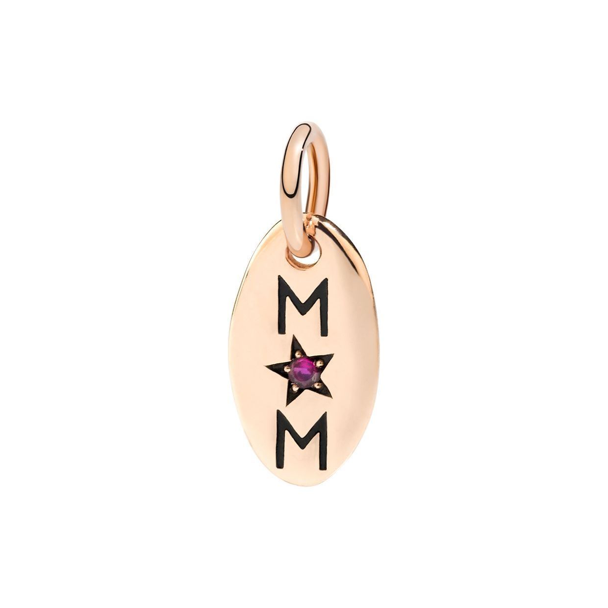 Pendentif Dodo Mom en or rose et rubis