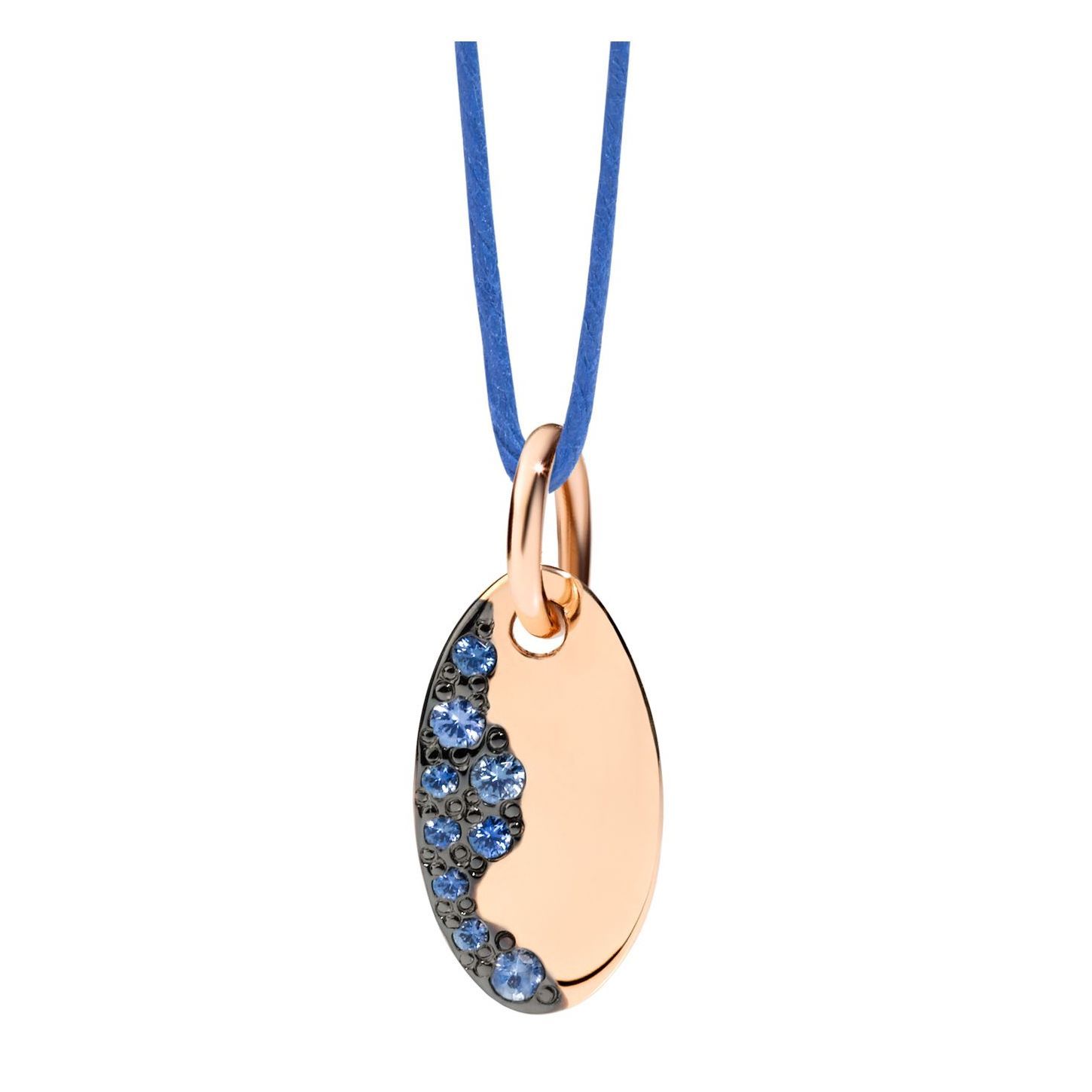 Pendentif DoDo Precious Tag en or rose et saphirs bleus