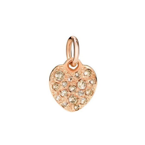 Pendentif DoDo Cuore En Or Rose Et Diamant Brun - Or Rose 375/1000ème - Diamant Brun - Rose