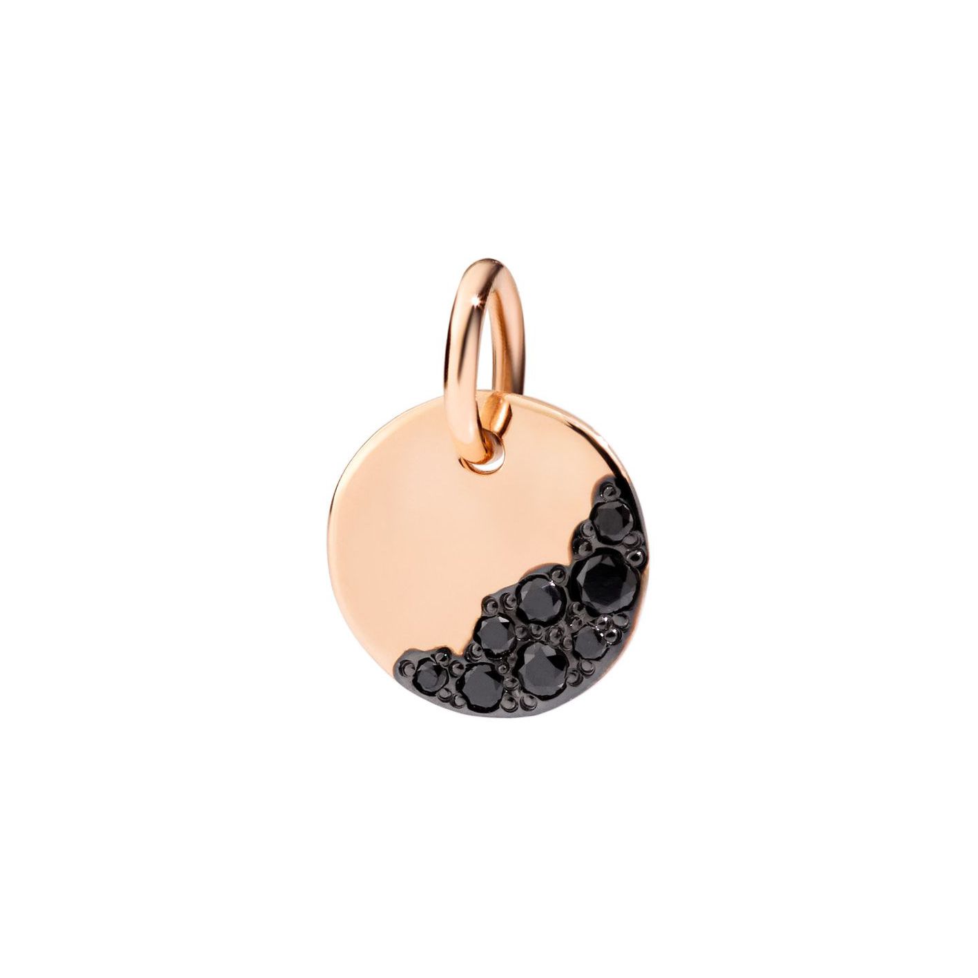 Pendentif Dodo night tag en or rose et diamants noirs