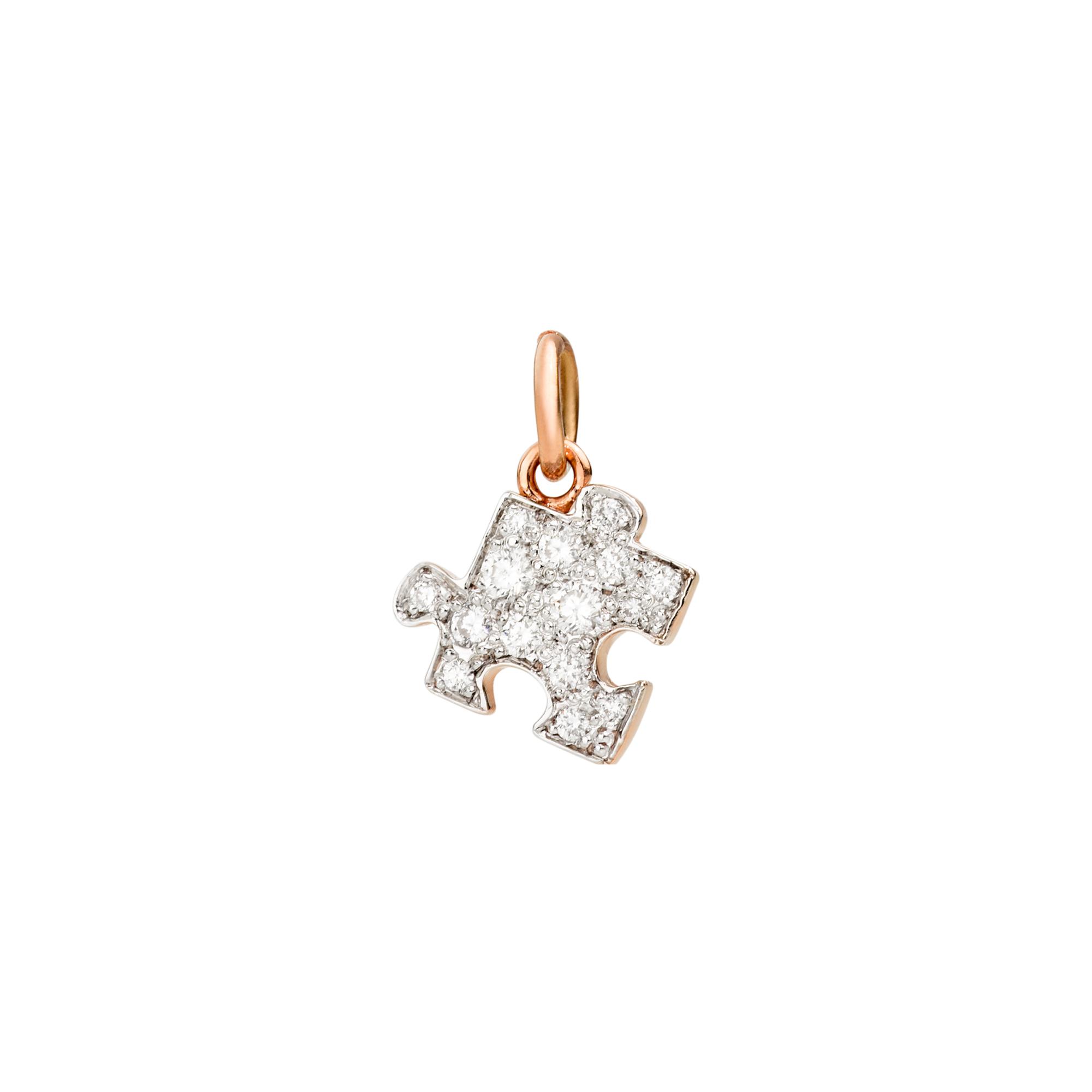 Pendentif DoDo Puzzle Gauche En Or Rose Et Diamants - Or Rose 375/1000ème - Diamant - Rose