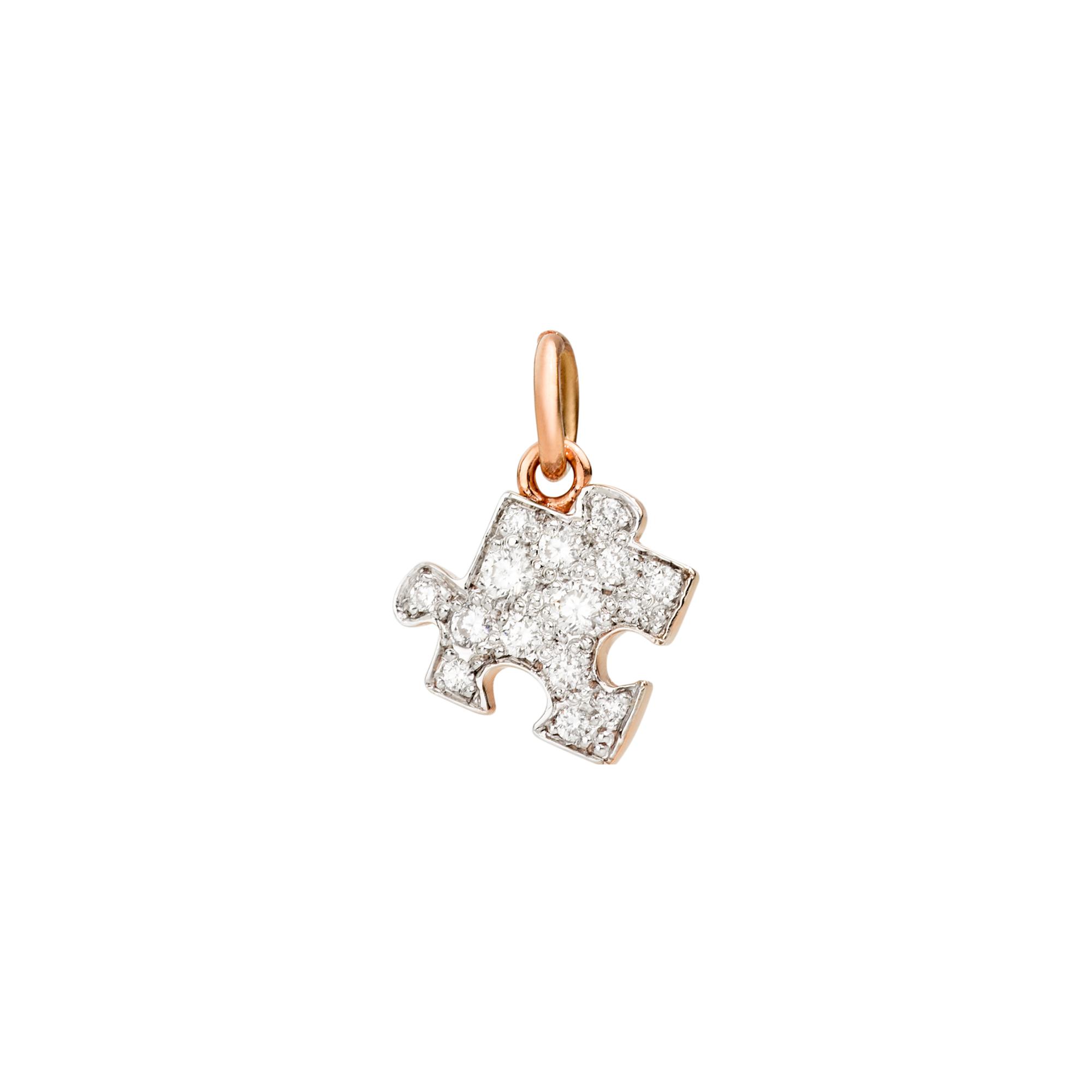 Pendentif DoDo Puzzle gauche en or rose et diamants