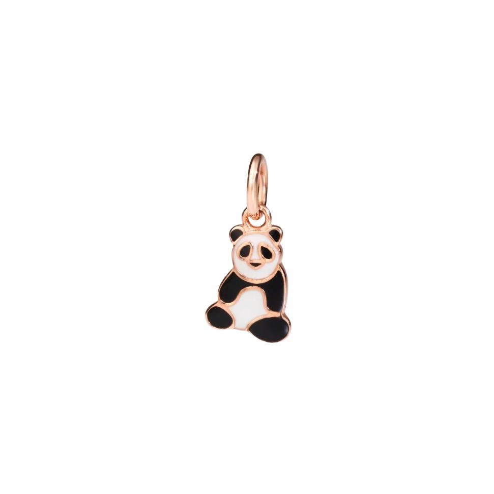 Pendentif DoDo Panda petit modèle en or rose et émail