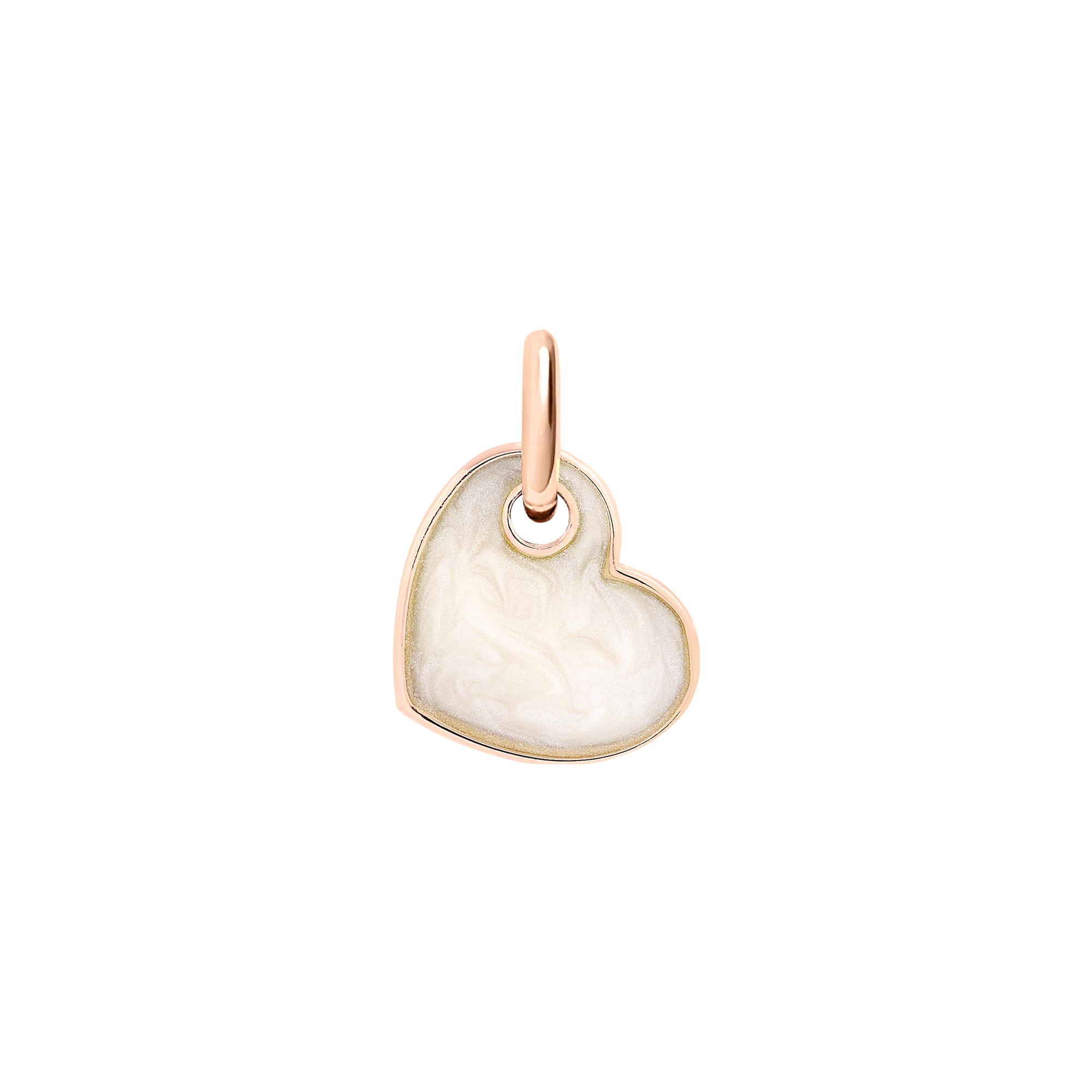 Pendentif DoDo Cuore En Or Rose Et Nacre - Or Rose 375/1000ème - Nacre - Gris