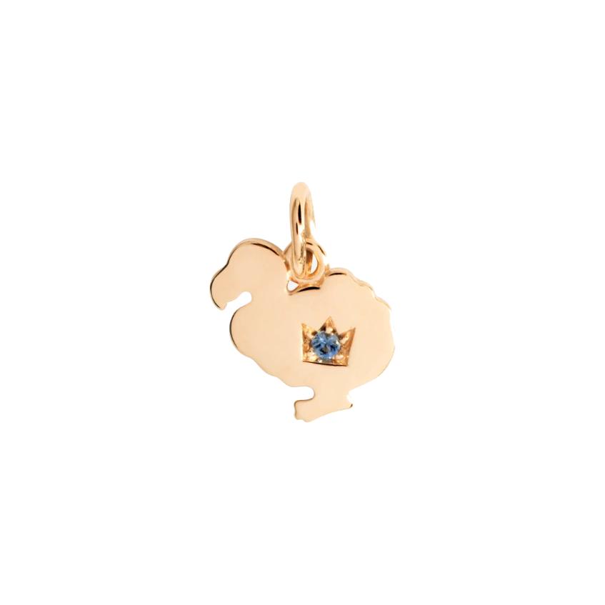 Pendentif Dodo En Or Rose Et Saphir Bleu - Or Rose 750/1000ème - Saphir - Bleu
