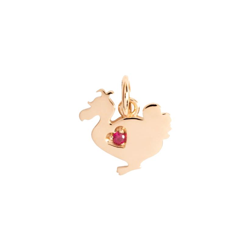 Pendentif Dodo Lady en or rose et rubis